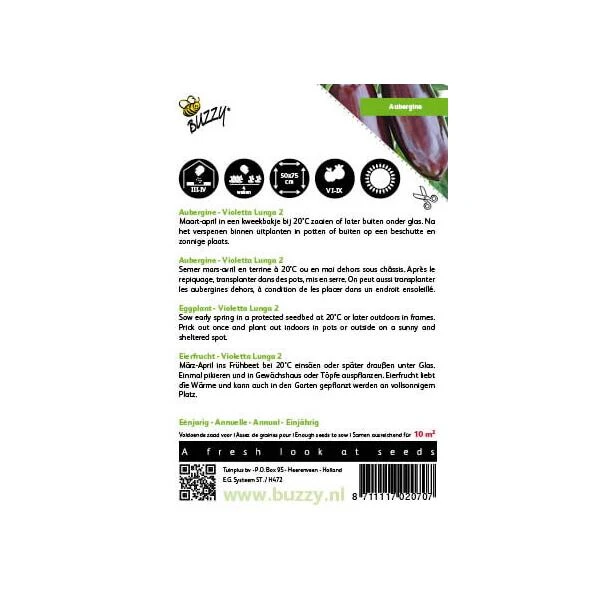 Aubergine Lange Violette - Solanum Melongena - Afbeelding 2